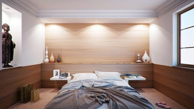 [Pack] Plafonnier chambre textile abat-jour lampe bois spots dans un  ensemble comprenant des ampoules LED | Meine Lampe