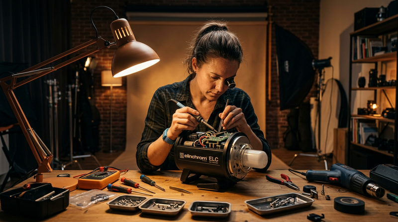 Illustration : comment changer une ampoule pour lampe flash de studio