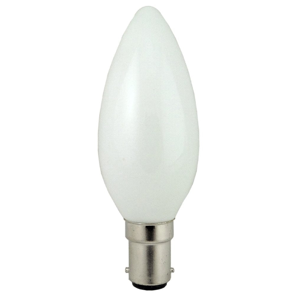 Ampoule flamme C35 en verre dépoli, petit culot baïonnette BA15d à deux ergots