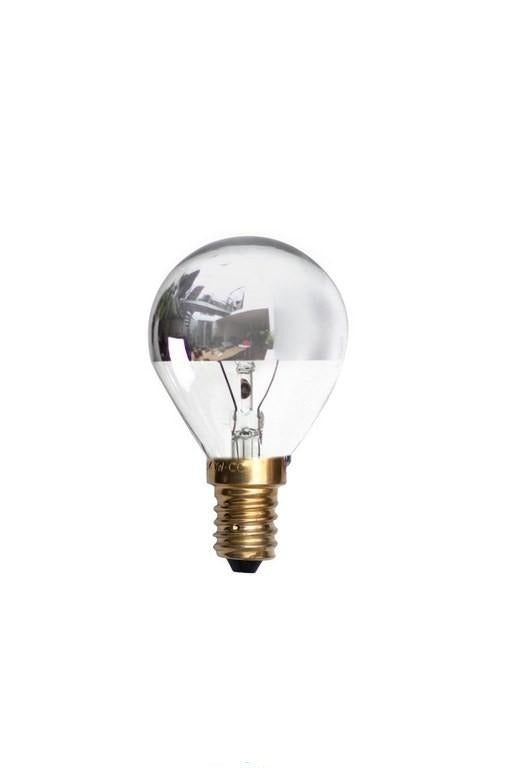 Ampoule globe calotte argentée à filament incandescent E14 40 W