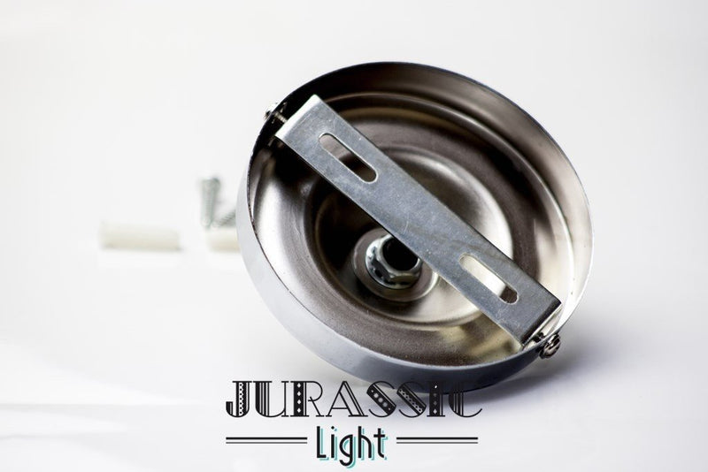 Rosace luminaire ronde en métal finition aluminium brillant diam. 10 cm - Jurassic-Light