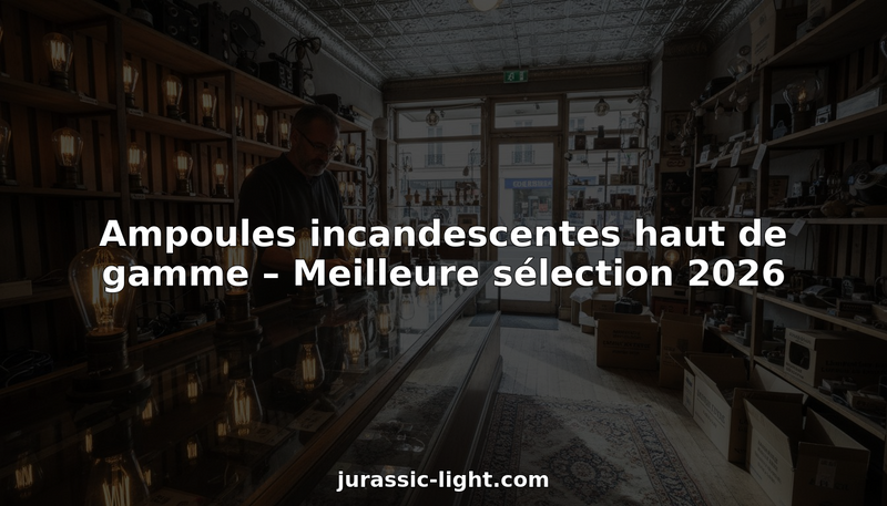Mise en scène rétro d’ampoules à filament dans une vitrine de boutique