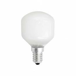 Ampoule incandescente T45 40W en verre opale, culot E14, éteinte, sur fond blanc
