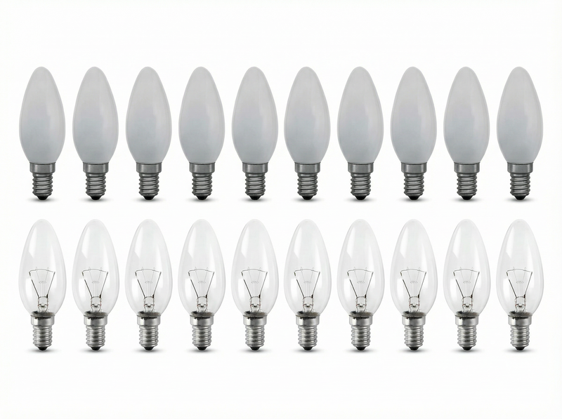 Ampoule flamme incandescente E14 – Pack de 10, lustres & variateur 