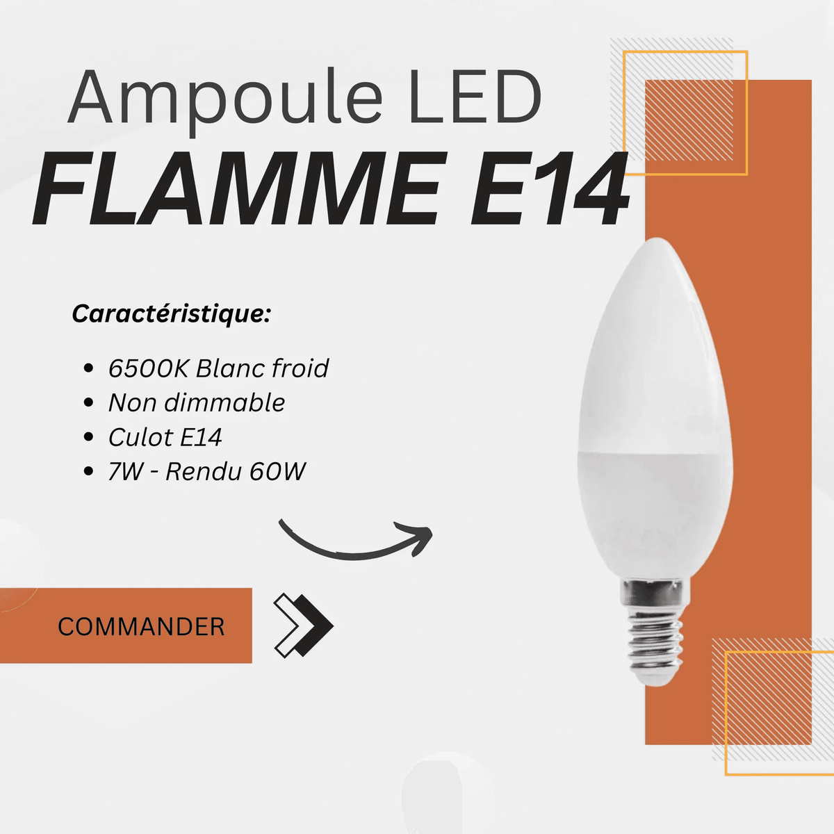 Ampoules Bougie À Led E14 C37, 6W, Équivalent À Une Ampoule À Ampoules Bougie À Led E14 C37, 6W, Équivalent À Une Ampoule À