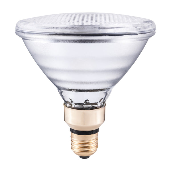 Ampoule halogène PAR38 100 W ou 120 W à culot E27, réflecteur en verre aluminisé, faisceau large de 30°