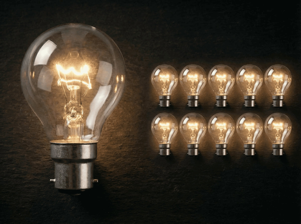 Lot économique de 10 ampoules B22 incandescente pour douille à baïonnette 22mm