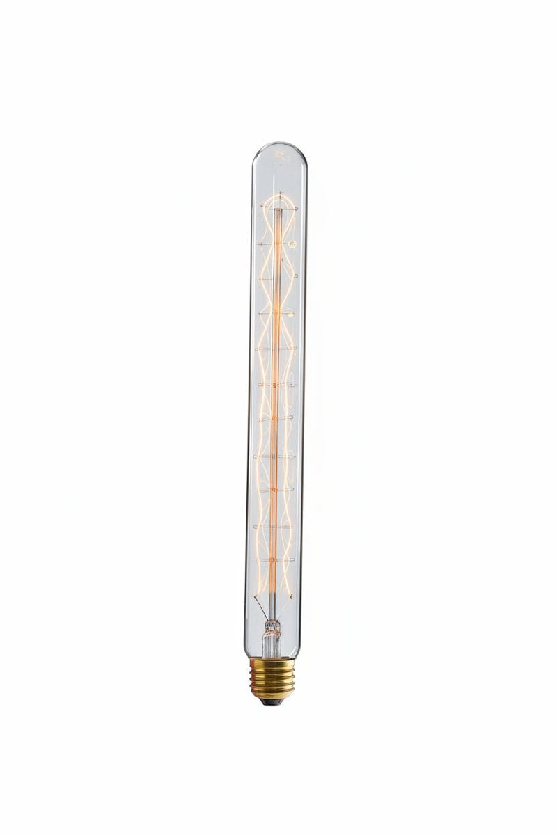Ampoule tube vintage T30 E27 60W – Filament spiralé ambré 