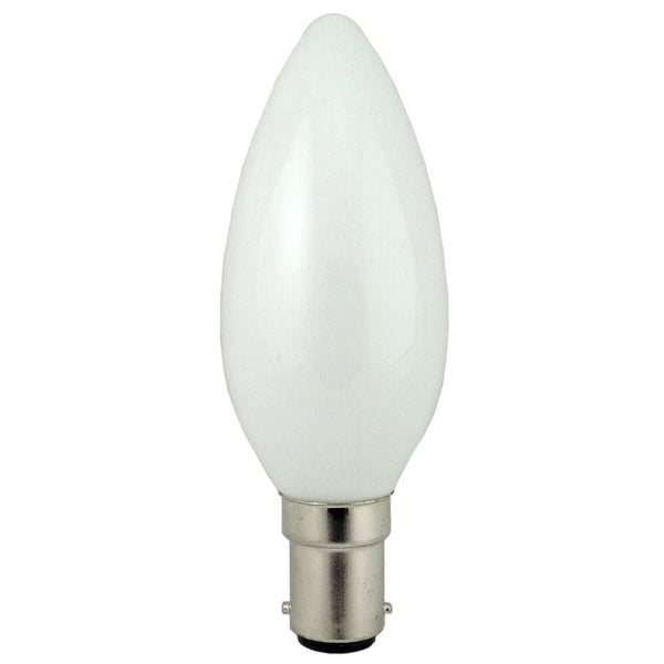 Ampoule flamme C35 en verre dépoli, petit culot baïonnette BA15d à deux ergots
