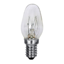 Très petite ampoule bougie C7 en verre clair, culot à vis E12 étroit