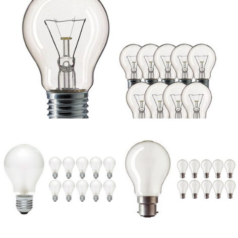 Ampoule incandescente dimmable E27 et B22 différents modèles - pack de 10