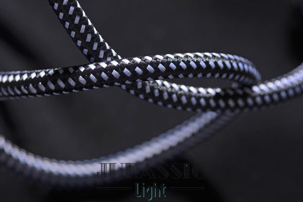 Câble électrique en tissu noir et blanc - Jurassic-Light