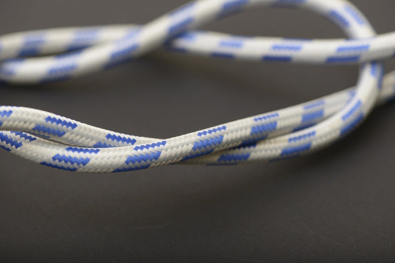 Câble électrique textile bicolore bleu ciel et blanc 2 x 0.75mm² au mètre - Jurassic-Light