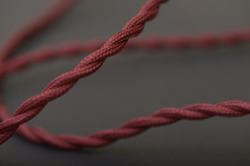 Câble électrique textile torsadé lie de vin 2 X 0.75mm² au mètre - Jurassic-Light