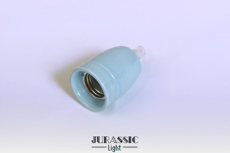 Douille porcelaine bleu ciel E27 avec serre-câble - Jurassic-Light