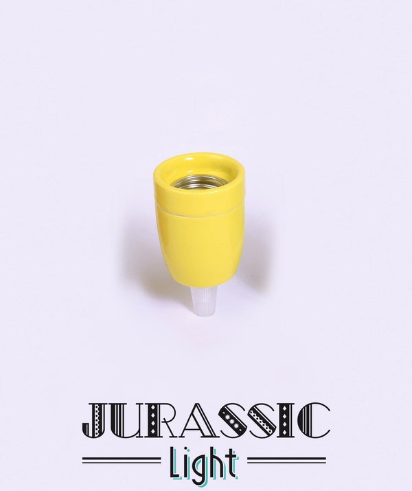 Douille porcelaine jaune E27 avec serre-câble - Jurassic-Light