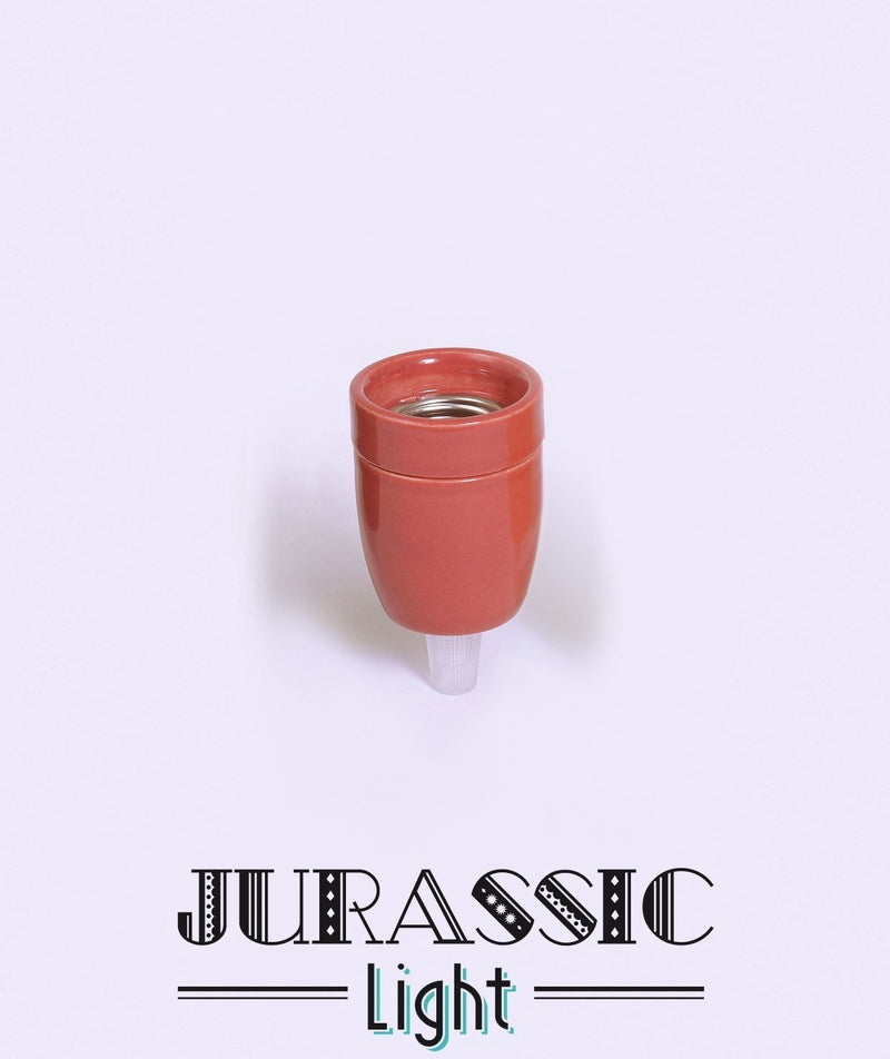 Douille porcelaine rose E27 avec serre-câble - Jurassic-Light