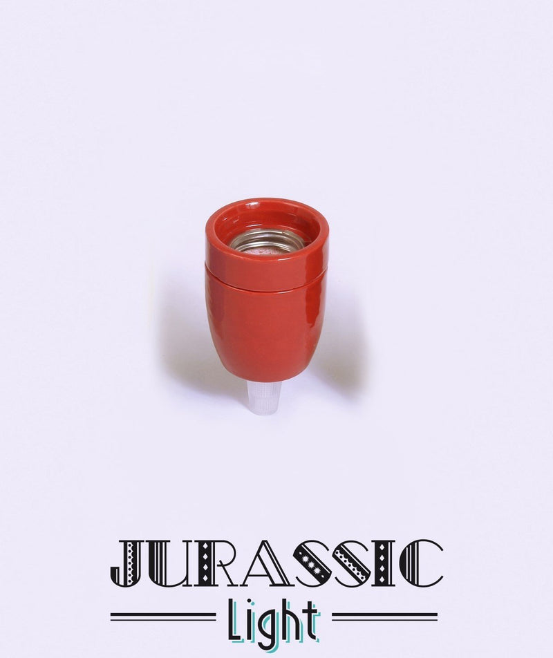 Douille porcelaine rouge E27 avec serre-câble - Jurassic-Light