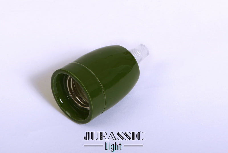 Douille porcelaine verte E27 avec serre-câble - Jurassic-Light
