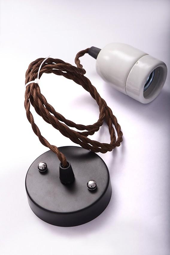 Kit suspension vintage avec câble textile et ampoule filament